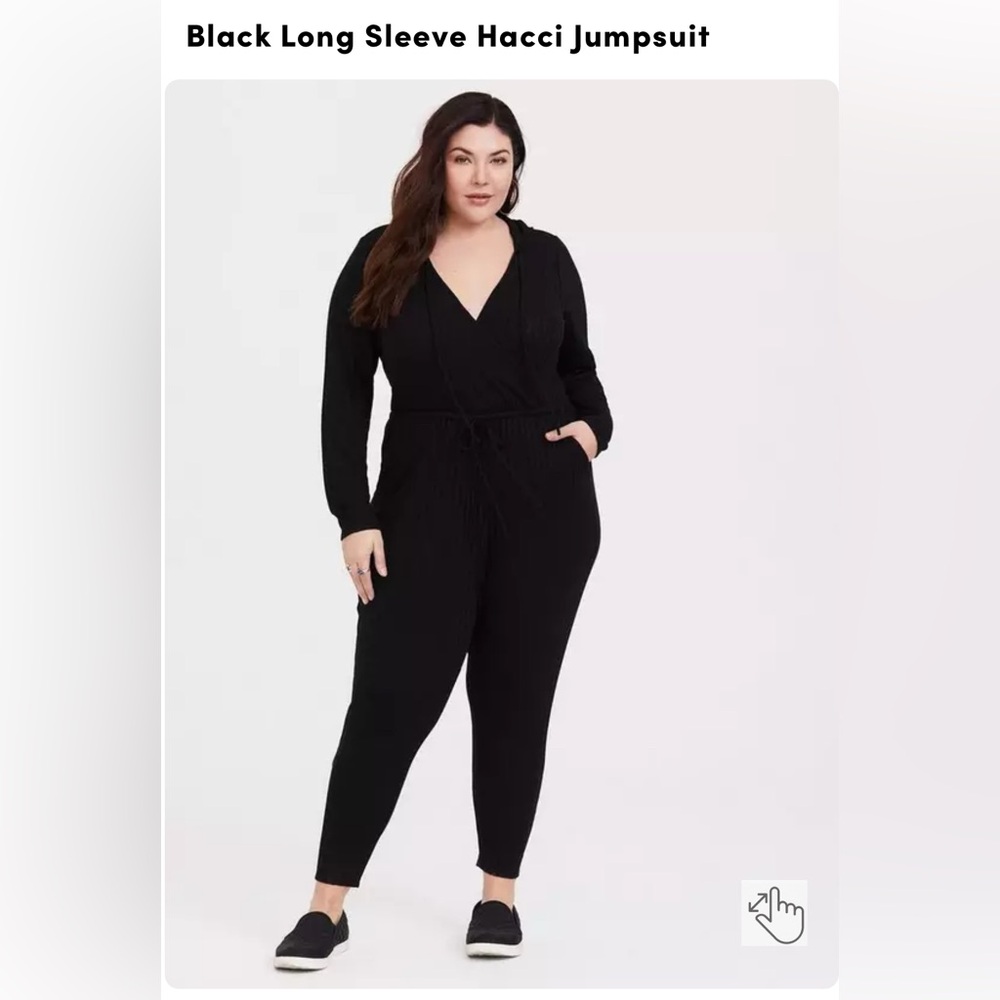 Torrid Black Long Sleeve Hacci Jumpsuit size 1